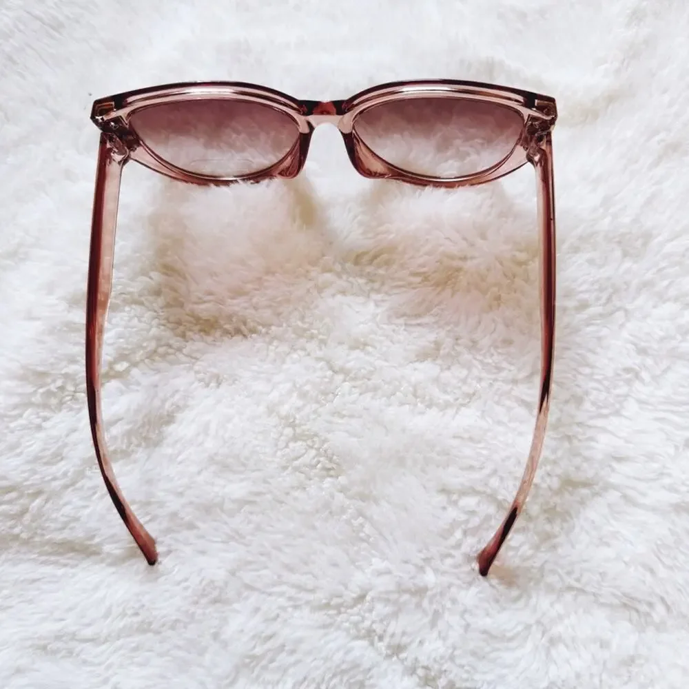 Rosy Clear Pink Cat Eye Oversized Sunglasses